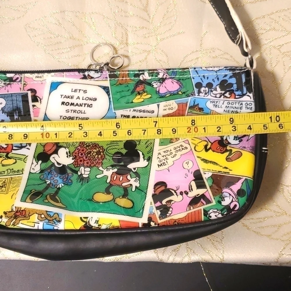 DISNEY World Kissing Mickey Mouse Minnie Mouse Zip Bag Purse Comic Cartoon